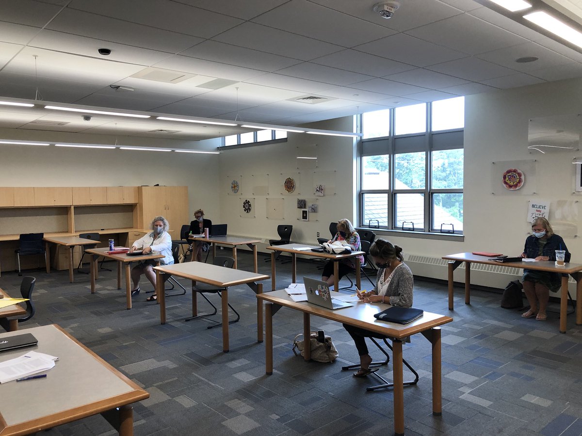 MonomoySchools's tweet photo. Monomoy administrators, department directors, nurses &amp; school leaders are holding an intensive retreat this week (distanced &amp; masked!) to continue finalizing draft plans for re-entry, before submitting those to the state for review later this month. #MonomoySharks #MonomoyStrong https://t.co/Q0JClfGXPi