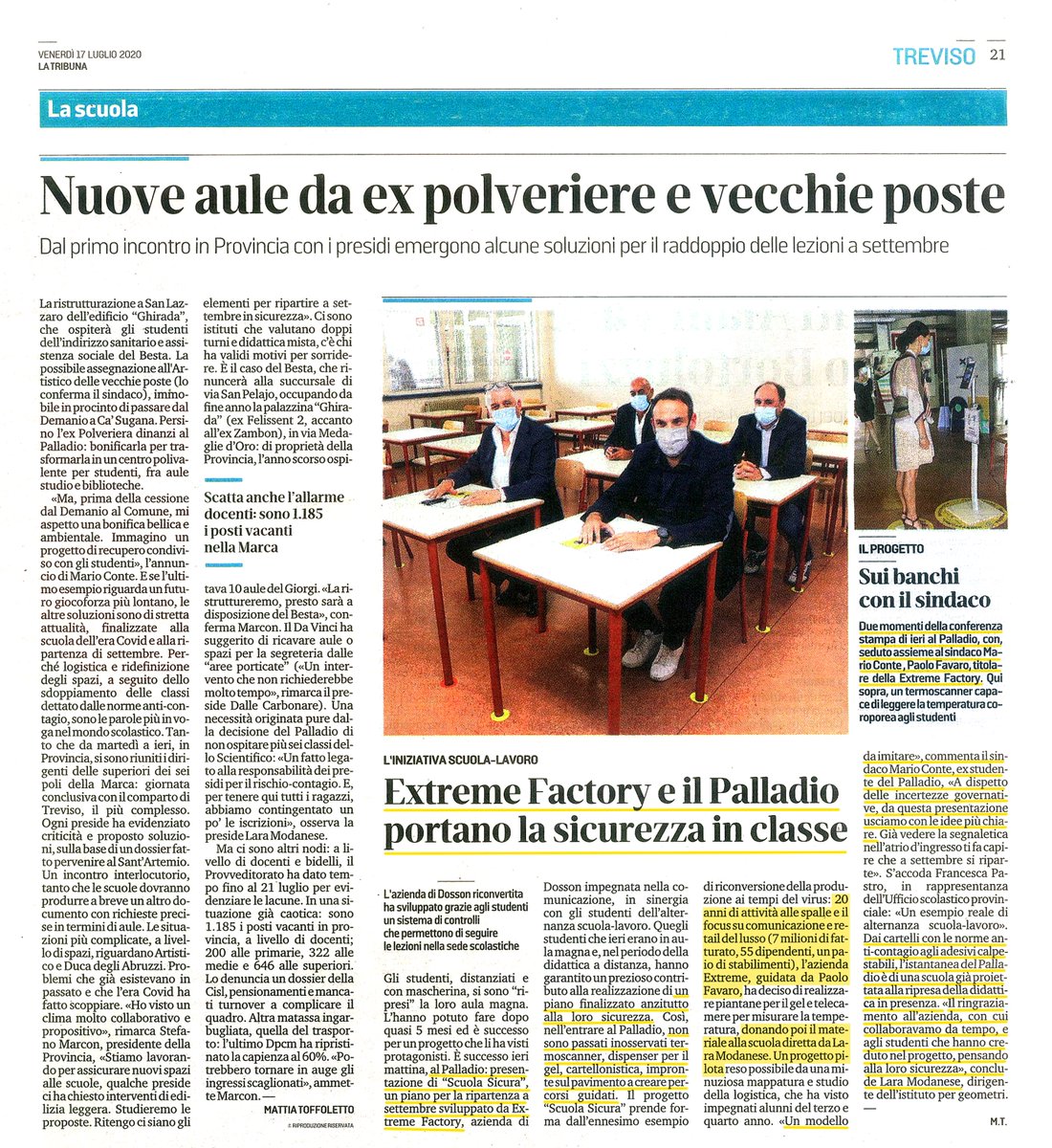 Extremefctry's tweet photo. Progetto Scuola Sicura: Parlano di noi🔝
Rassegna stampa del 17 luglio 2020
Fonte: La Tribuna di Treviso

#ExtremeFactory #ilvaloredelsaperfare #rassegnastampa #scuolasicura #sicurezza #istitutopalladio #iispalladio https://t.co/4I2Ee7hErh