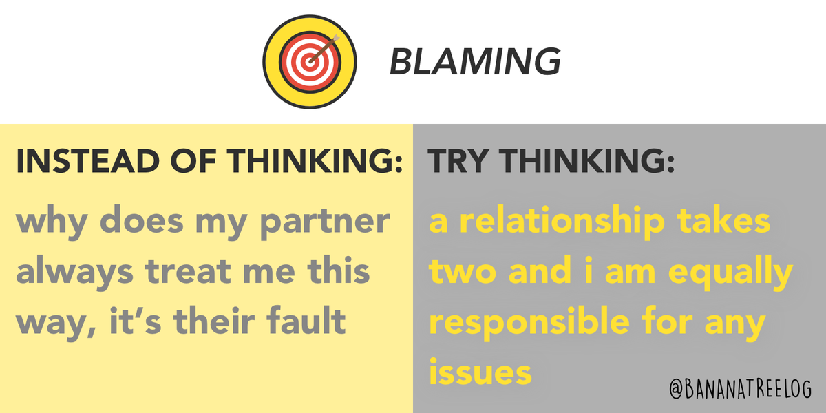 mindmypeelings's tweet photo. Challenge Blaming:
โข Avoid playing victim role
โข See from otherโs perspective
โข Take responsibility for your role
โข Identify solutions and move on
https://t.co/lsHMtNOBP8
#cognitiveerrors #blaming #blamingothers https://t.co/ZphPwxQWYh