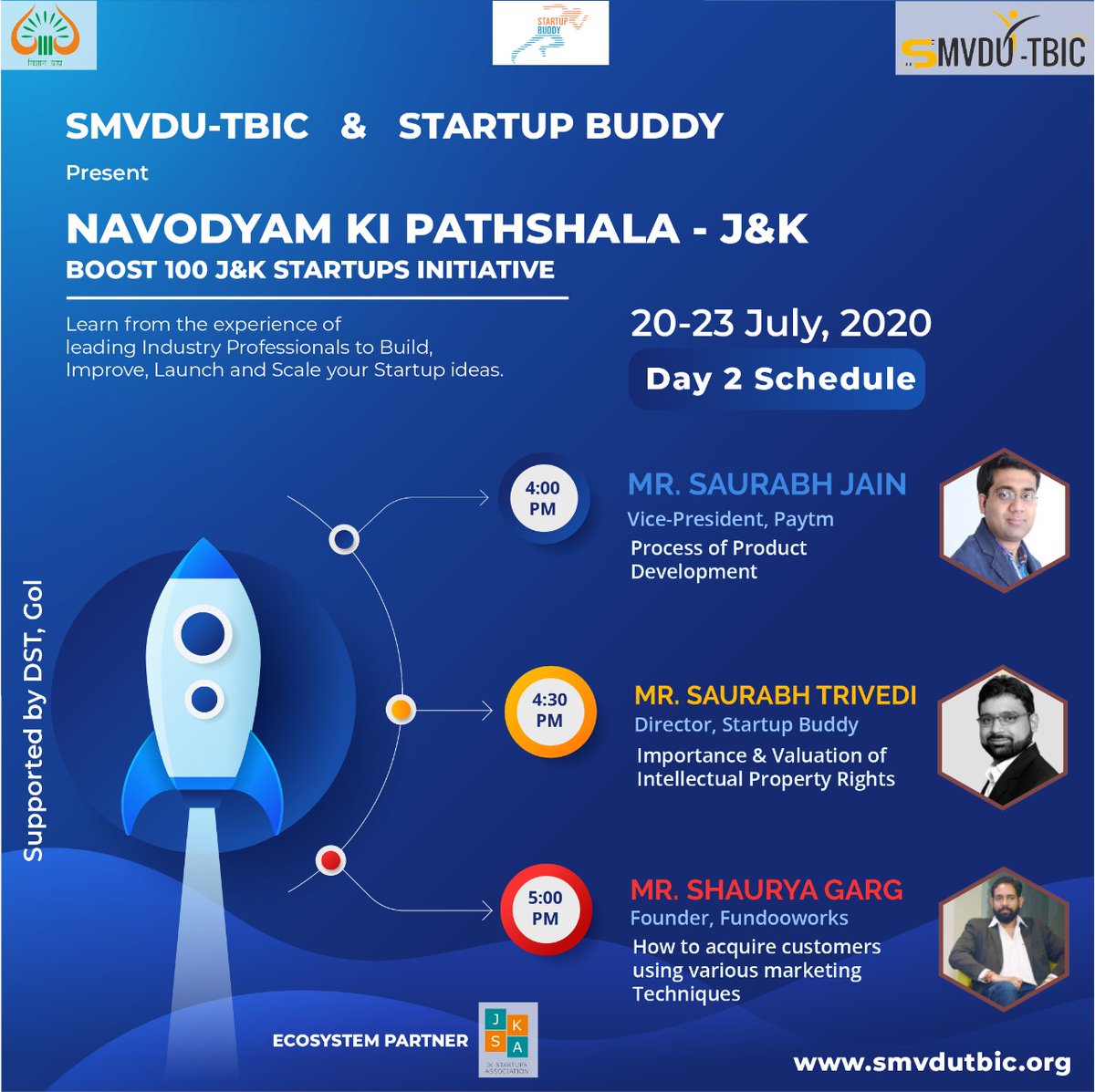sawerkar's tweet photo. @smvdutbic @jkstartups @JammuStartups @IrtifLone @via_ENS @rahuldev2 @startup_buddy @AmitSingalca @SMVDU_KATRA https://t.co/Ru08onj9wl
Join using above link, tomorrow 21st July 2020 at 4 pm #JammuKashmir #Startups @jkstartups @JammuStartups https://t.co/POFmPnV2ot