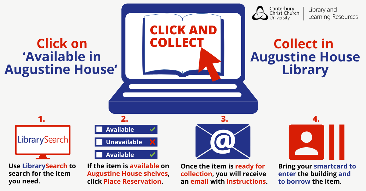 ccculibrary's tweet photo. We are now providing a contactless Click and Collect service for AH

You will need to:
1️⃣ Ensure that what you need is 'available'in Library Search
2️⃣ Place reservation
3️⃣ Wait for an email confirming that the item is ready for collection
4️⃣ Book a time slot https://t.co/R6ibQWFNB0
