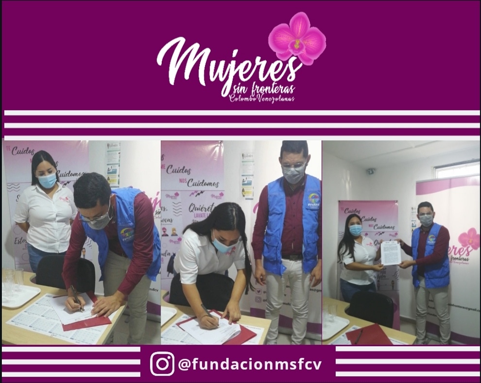 FundaMSFCV's tweet photo. El día viernes  firmamos un convenio de cooperación con @FuvadisDDHH con el fin de seguir uniendo esfuerzos para la atención a mujeres proveniente de Venezuela y colombianas retornadas, contaremos con un espacio para atender de manera directa a la población 
#mujeressinfronteras https://t.co/gVXODlC0Nr