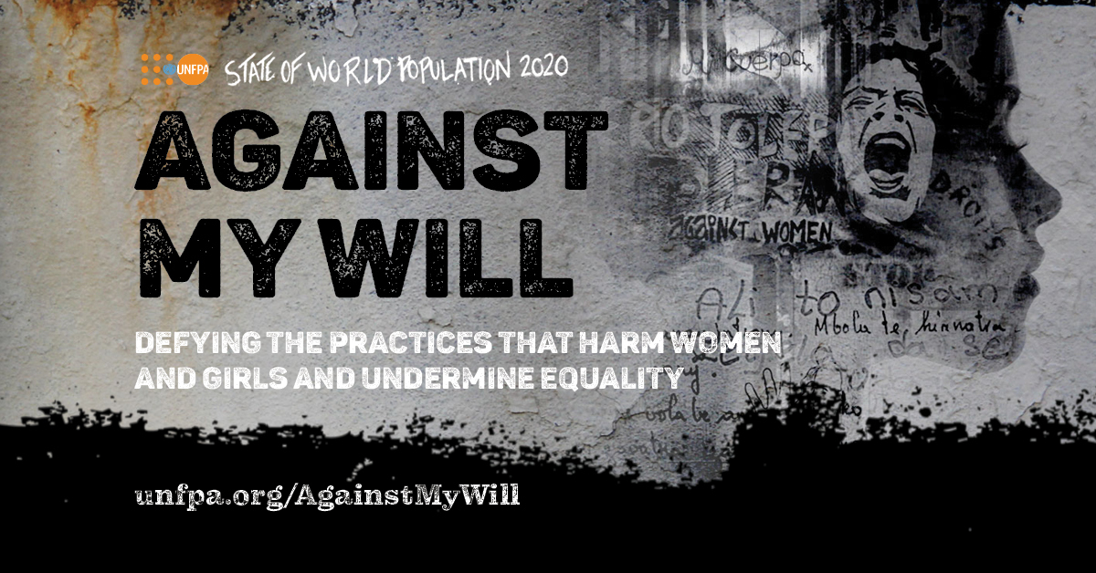 GlobalGoalsUN's tweet image. Harm is discrimination today and trauma for a lifetime.

Say #AgainstMyWill and join @UNFPA in defying the practices that harm women and girls and undermine equality: unf.pa/AgainstMyWill #SWOP2020