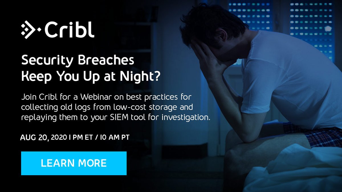 cribl_io's tweet photo. https://t.co/kf5GN2dSzY
A #Security Engineer's Nightmare - Register for our next webinar and learn better ways to investigate security breaches. 8/20 at 1 PM ET / 10 AM PT. #cribl #logstream https://t.co/0YEBpVQlDN