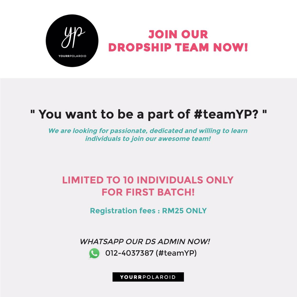 yourrpolaroid's tweet photo. Hello everyone! Good news! Do you want to be part of our team? After so long and a lot of request from YPsweetie, here is for uols 🥺❤️

We open our very first time of dropship! Come &amp; be part of #teamYP💪 https://t.co/KaSfAhvilC