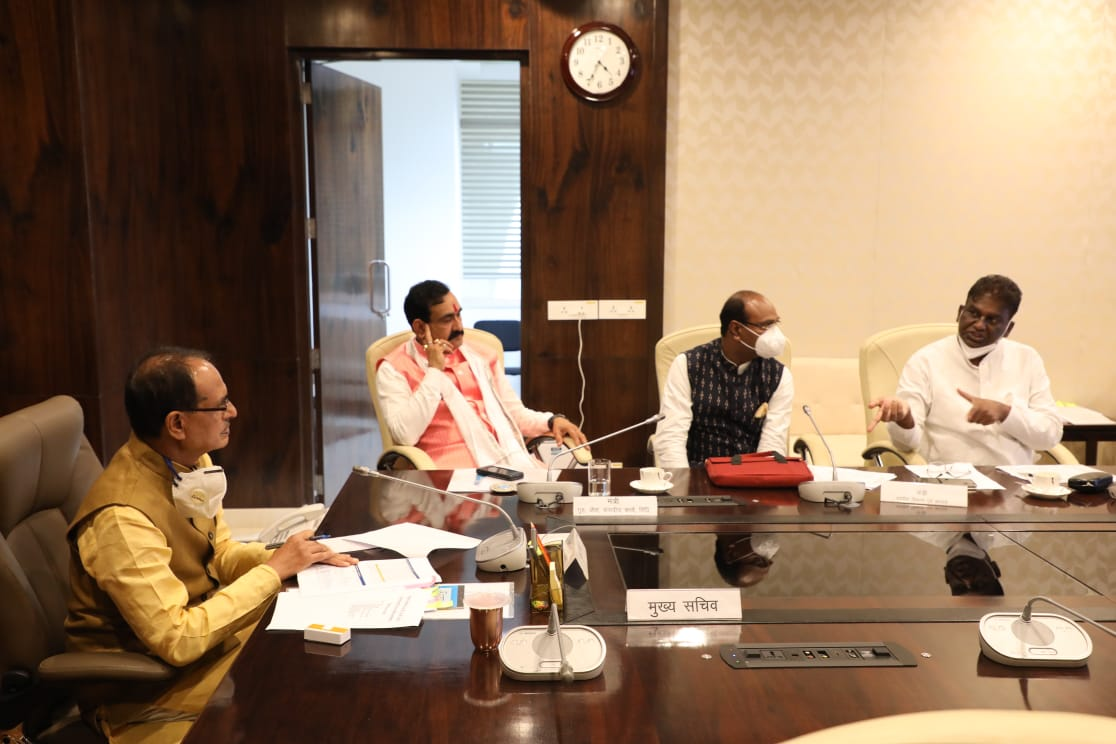 CM Shivraj Singh Chouhan at Vallabh Bhawan, Bhopal, narottam mishra, prabhuram choudhary, vishwas sarang