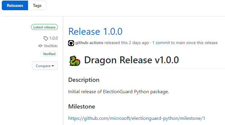 Last week was a big one: we are excited to share the Dragon release of #ElectionGuard. This is the result of a lot of hard work from our entire team including <a href="/AddressXception/">AddressXception</a>, <a href="/keithrfung/">Keith Fung</a> and <a href="/cmmtibbs/">Colleen Tibbs</a>. Congrats team! 🐉#opensource #python #webreathecode