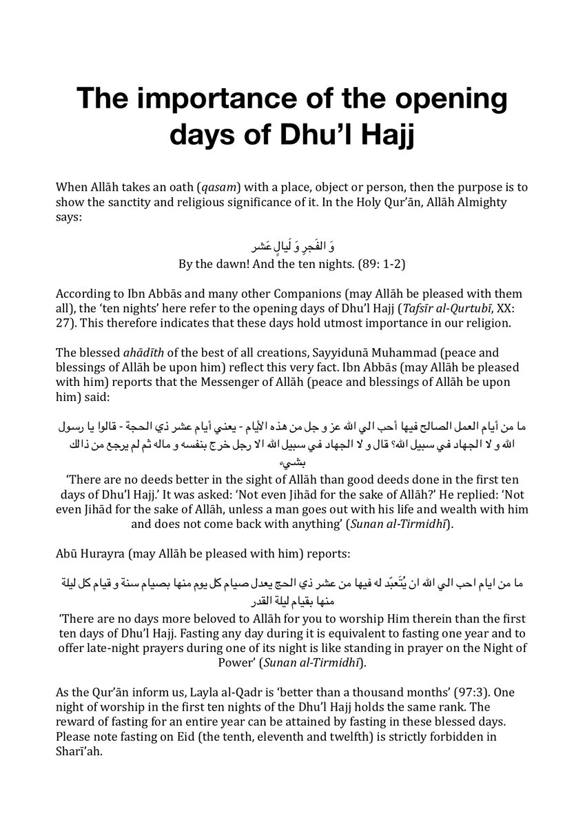 Hafiz_Ather's tweet photo. A short reminder of the spiritual significance of the first ten days of Dhu'l Hajj. 
Duas for this Ummah in these blessed days, Ameen https://t.co/CRYxkMqFp0
