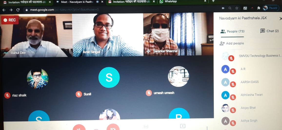 sawerkar's tweet photo. Thank you @rahuldev2 ji for you time today in inaugurating Navodyam ji Pathshala J&amp;K @smvdutbic in online session. #Entrepreneurs and #startups in #JammuAndKashmir are going to learn a lot in next 3 days.. https://t.co/6HY7XfdlBs
