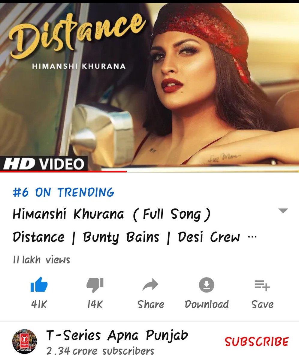 _ayeshaaaaa_'s tweet photo. Trending on no. 6 in Punjab 🔥
Congrats Hk 🎉
Song crossed 1.1m🔥
#HimanshiKhurana
#DistanceSongout
@realhimanshi https://t.co/0oAh7ilhiO
