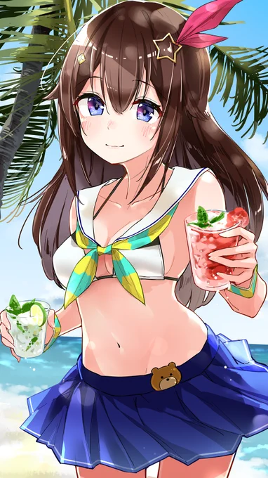 #soraArt
夏!
そらちゃんとビーチでデート!
えーちゃん視点、かな? 