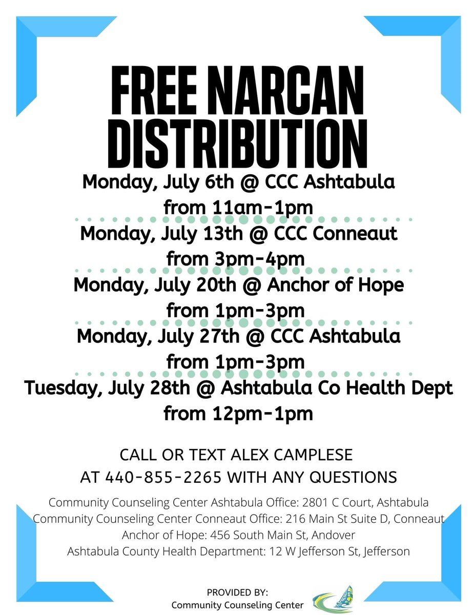 cccohio's tweet photo. NARCAN DISTRIBUTION TODAY AT ANCHOR OF HOPE! https://t.co/mBl8kcsmDx