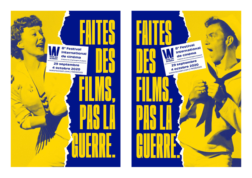 WarOnScreen's tweet photo. Avez-vous vu notre nouveau visuel ? Une affiche en miroir pour vous faire danser, avec Betty Garrett et Franck Sinatra dans "Un jour à New York", de Stanley Donen et Gene Kelly (1949) ! #MakeFilmsNotWar 
Rdv du 29 sept au 4 oct 2020 pour #wos2020
Design graphique @Kiblind Agence https://t.co/zqYUMf1KBZ