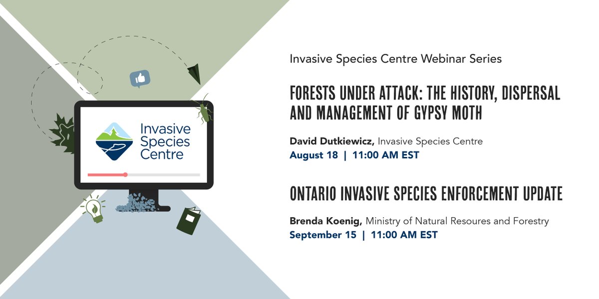 InvSp's tweet photo. Find registration now open for the August and September installments of our webinar series! An update on gypsy moth will be followed up by a look into Ontario's #invasivespecies legislation!

Register August https://t.co/MB083ZCwOL
Register September https://t.co/27URO9X3OM https://t.co/xs78jwDXCF