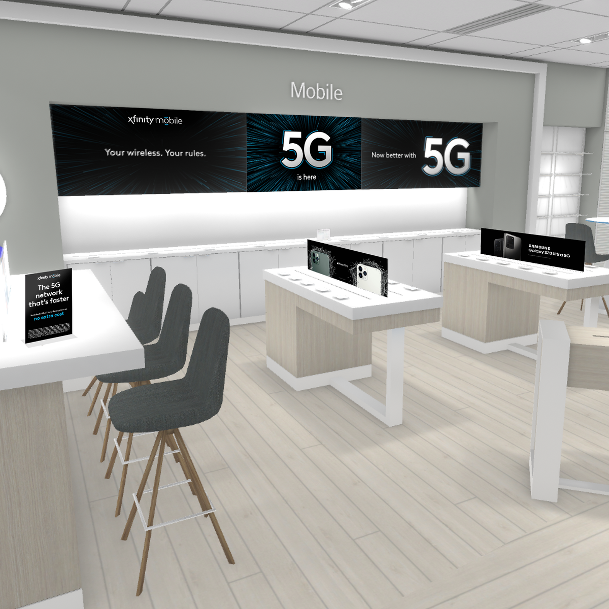 5G is hot, hot, hot, and it’s now available on Xfinity Mobile at no extra cost. To introduce 5G at retail, we created an exciting design concept that communicated the benefits of 5G to customers in a uniquely Xfinity way.