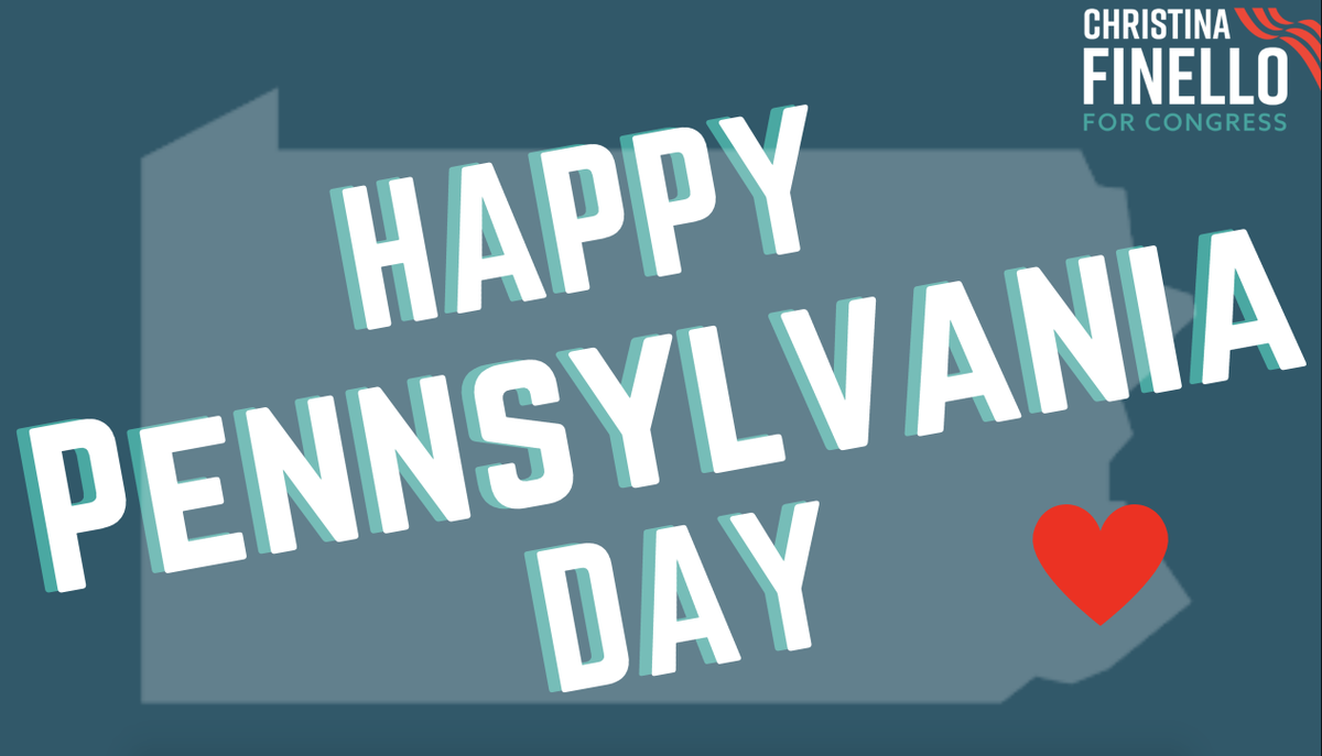 FinelloForPA's tweet photo. Happy National Pennsylvania Day! ๐๐บ๐ธ
I'm running because of my love for this state, our district, and the people that live here. Whether you're on team #GoBirds or #SteelersNation, #Scheetz or #Wawa, today's a great day to come together and celebrate our commonwealth. https://t.co/kWy515GtYl
