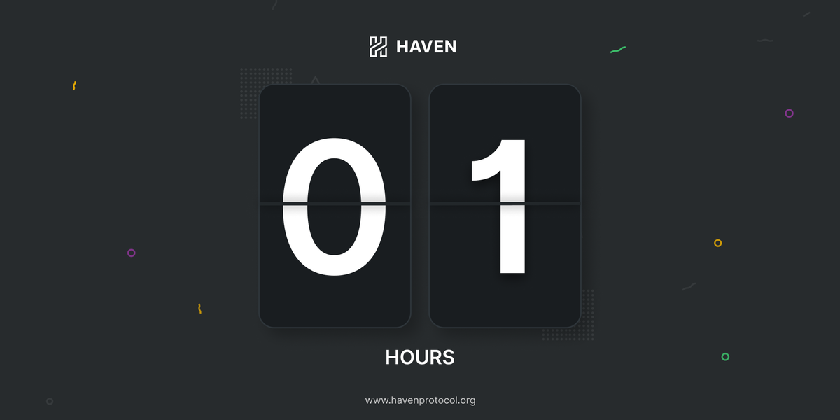 HavenXHV's tweet photo. Less than 30 blocks (~1 hour) to go until Haven's hard fork to enable the first private stablecoin, $xUSD. 

The fork will occur at block height 640640, or ~16:00 UTC. xUSD transactions will be automatically enabled after block 640650. https://t.co/i4JFSnimXZ