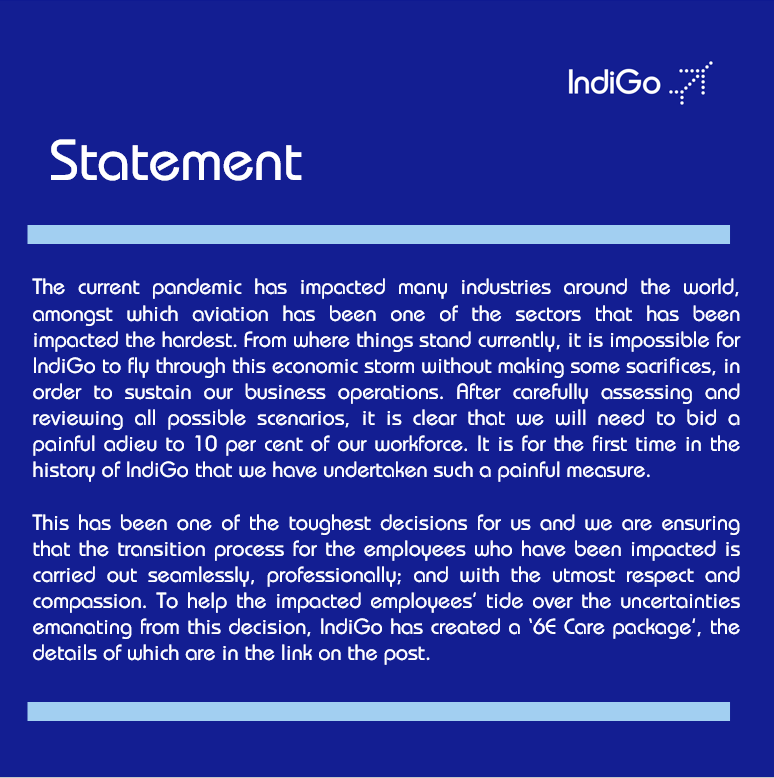 IndiGo6E's tweet photo. We would like to express our heartfelt gratitude and sincere thanks to all our people who have stood by us through thick and thin; and we are confident that both individually as well as collectively, we will emerge stronger out of this crisis. https://t.co/5oaytuCoXz https://t.co/Z8AzhkjRXO