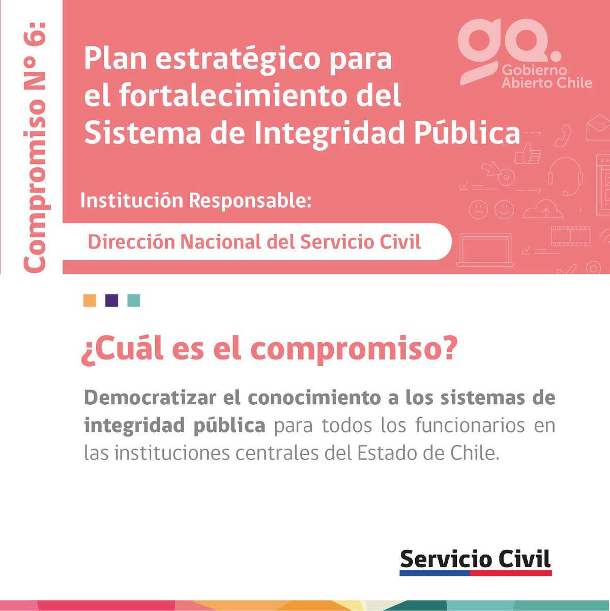 GobAbiertoCL's tweet photo. El compromiso busca ⬇️ disminuir la brecha de conocimiento en el desarrollo de los sistemas de Integridad a nivel central de Estado de Chile🇨🇱, a través de un plan de difusión 🔈 con alcance regional. #gobiernoabierto #ogpchile #opengov https://t.co/m7bTeN96bT