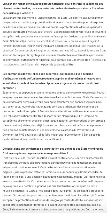 TC_IntLaw's tweet photo. La décision #SchremsII CJUE est un séisme juridique! Au-delà invalidation #PrivacyShield elle affecte transferts données de 🇪🇺 vers 🇺🇸 🇨🇳 🇷🇺 🇮🇳... Lisez ce que cela implique pour entreprises&amp;secteur public dns mon interview @acteurspublics @emile_marzolf 
https://t.co/Tvicqf6Orf https://t.co/2eQ00FDklr