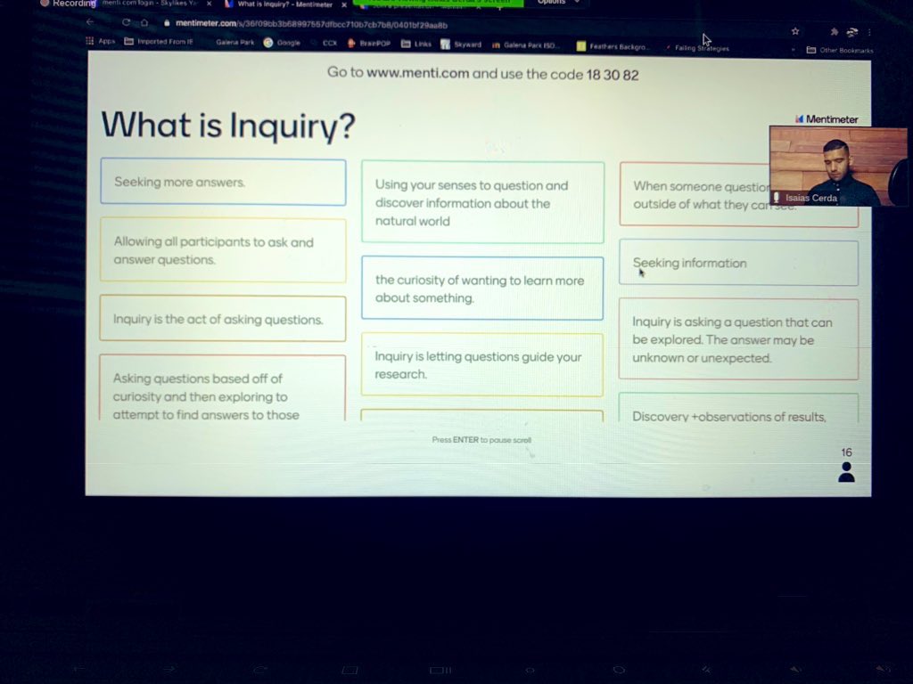 TeachBenitez's tweet image. Learning about #Inquiry this morning in our #REMSL Summer Institute. Generating questions is an important skill that students must learn and teachers should encourage! 

“Teaching this skill is more valuable to students than just teaching content.”
-@icerd02 @RiceU_STEM #ElemSTEM