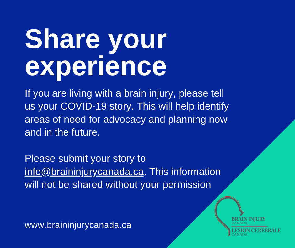 braininjury_CAN's tweet photo. Living with brain injury isn't easy. Now we are facing an unprecedented situation with Covid-19.. If you are living with a brain injury, are a family caregiver or a healthcare provider, we want to hear from you. Tell us how COVID-19 has impacted you at info@braininjurycanada.ca https://t.co/DlkvuNmmVg