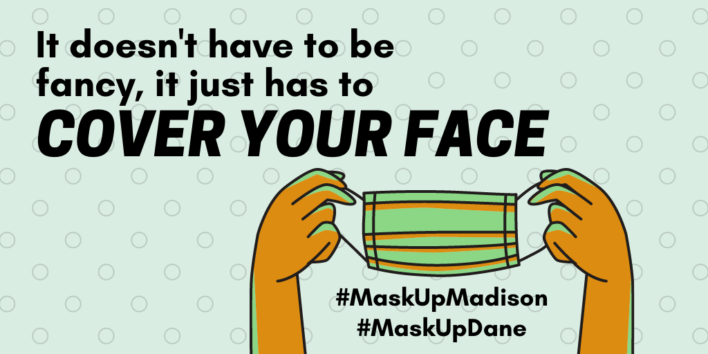 PublicHealthMDC's tweet photo. You wear your seat belt to prevent injury on the road. You have smoke alarms to protect your family at home. Wearing a mask is just another public health measure to help keep you safe. They work best when we all wear them! https://t.co/5OpL2gMp0m #MaskUpMadison #MaskUpDane https://t.co/RFWCWpmNZy