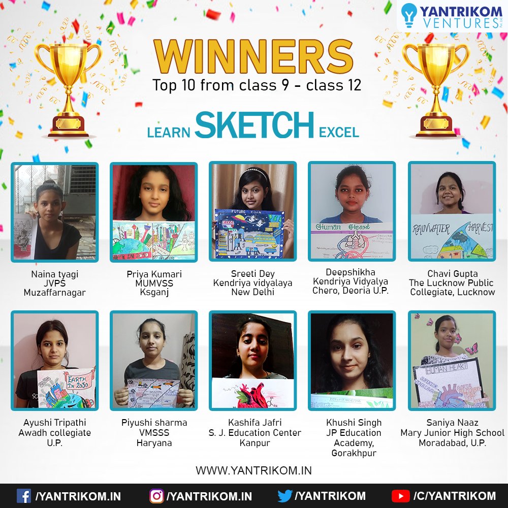 yantrikom's tweet photo. Congratulations!
Here are top 10 students of the event Learn • Sketch • Excel under the category of class 9th to 12th. We wish you all the luck for your future endeavors.
You can also view the result in our website!
.
.
.
#learn_implement_excel #winner #victory #result #YVPL https://t.co/sgOq4g7k9R