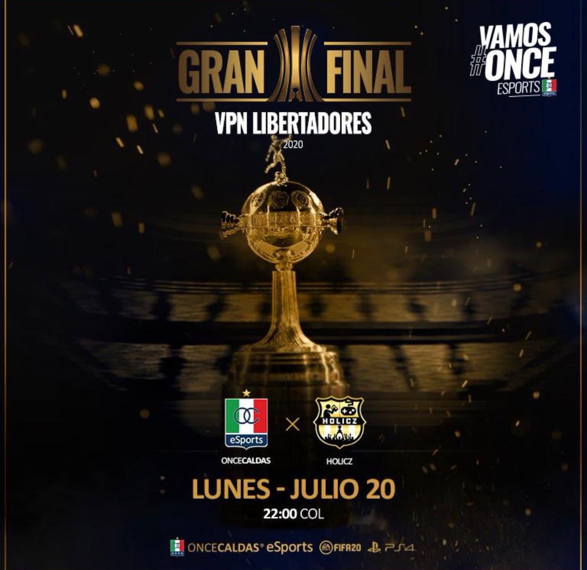 oncecaldasgg's tweet photo. 🏆 HOY GRAN FINAL CONTINENTAL.

🏆 @VPNGlobal - Continental Cup
🆚 FHZ 🇺🇸
📆 Lunes 20 de Julio.
⌚ 10:00pm hora Colombia.
📺 Facebook Live @oncecaldas 
🎙️ @Vincenttvox 
💬 @conragen 

⚽ [FIFA 11v11]
🇮🇹 @oncecaldas 
#OnceCaldasEsports #VamosOnce https://t.co/xcN8MQZRPI