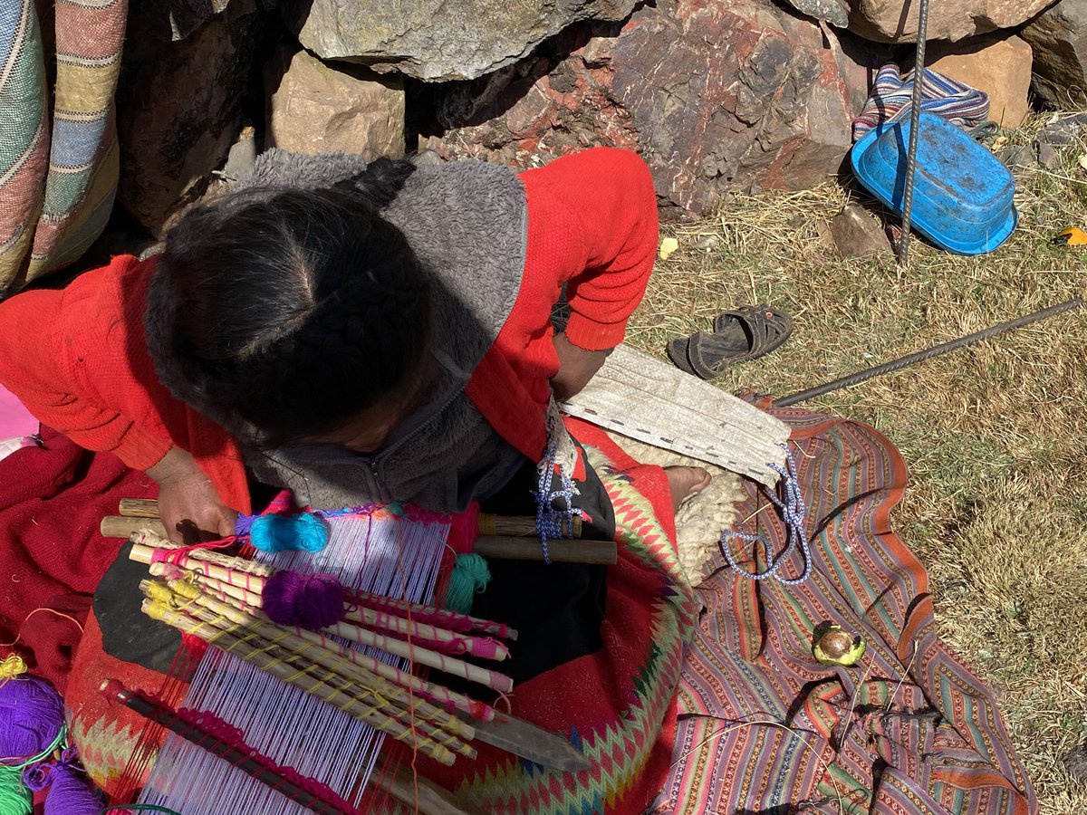 We stopped to see Cristina, a fairly recent widow around 40 years old, weaving with her youngest daughter, who is 10. We chatted and chatted and chatted. This weaving, she hopes, will bring survival money.