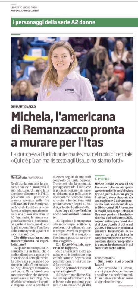 MonicaTortul's tweet photo. Sul @messveneto potete leggere la mia intervista a Michela Rucli #volley #itascittafiera #libertasmartignacco #volleya2 https://t.co/IhyfXWK2eN
