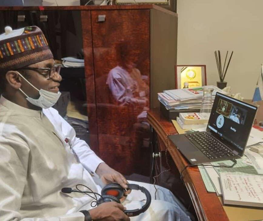 dr_ahmadsmall's tweet photo. His Excellency Hon. Mai Mala in a video conference with His Excellency President Muhammadu Buhari @MBuhari GCFR today. https://t.co/OllDgrwQer