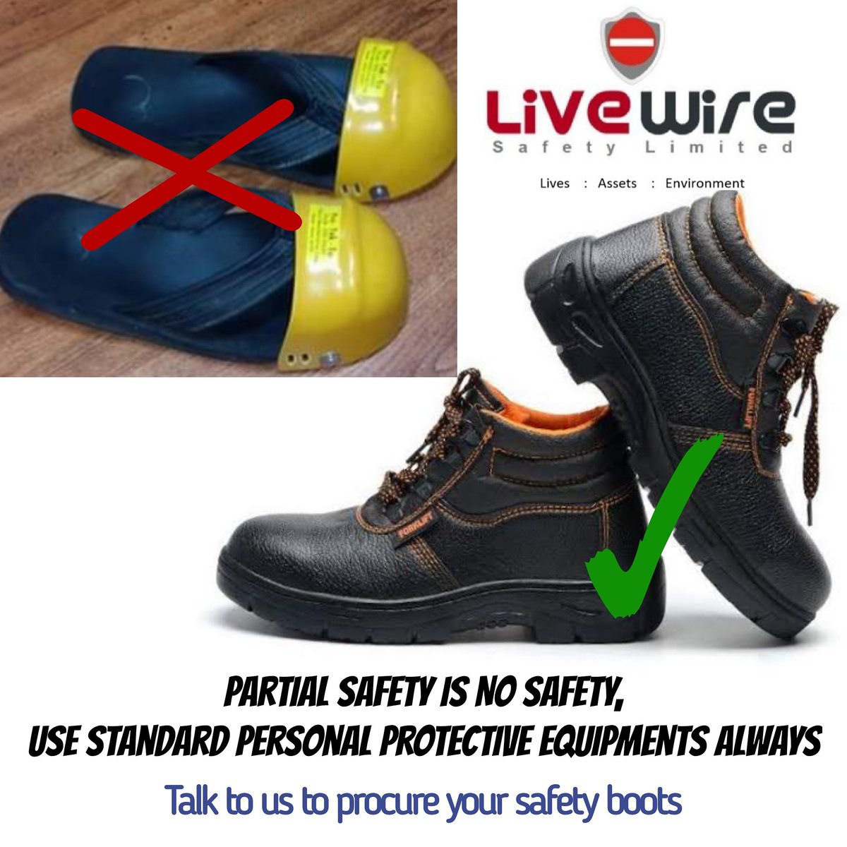 LIVEWIRESAFETY1's tweet photo. Safety boot cannot be replaced by improvising, standard gears have been tested and approved to protect users.
Contact us on 09081260067 for enquiries on your PPEs
#Staysafe #SafetyFirst https://t.co/OxT3uvyrIF