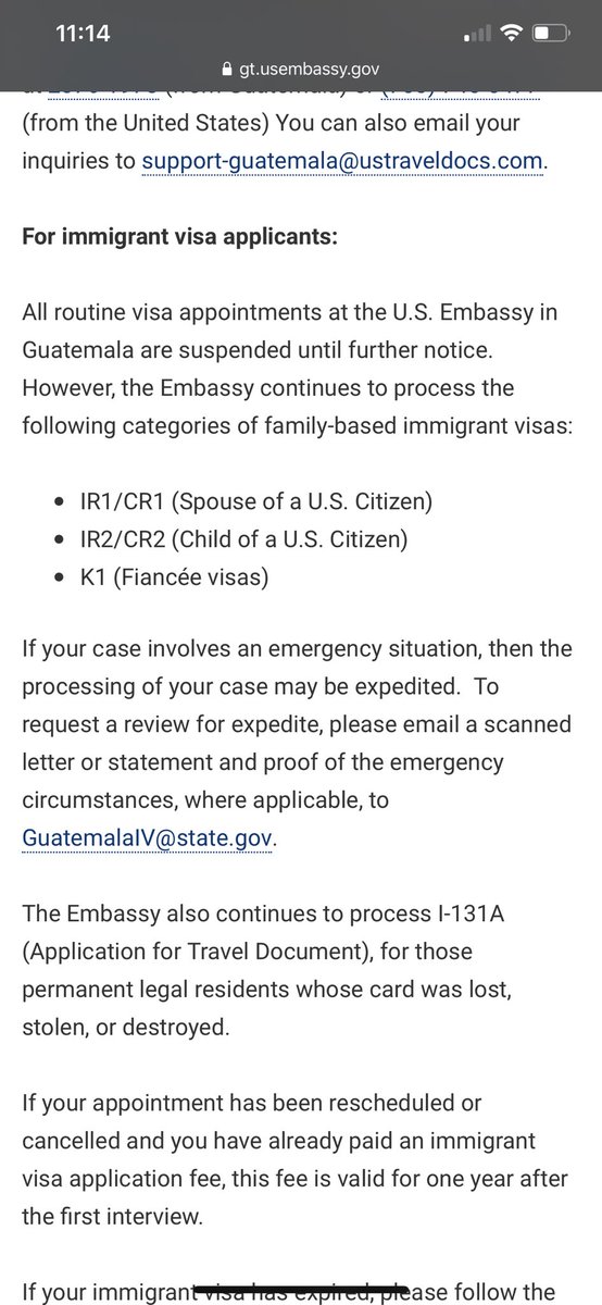 Mariasimone199's tweet photo. Another update from U.S Embassy in Guatemala. They also specified K1 visas will be processed! Our voice is being heard! We have to keep fighting until all embassies view K1 as mission critical family-based visas!! Hopefully other embassies will follow their lead. https://t.co/lNrW1EBnvE