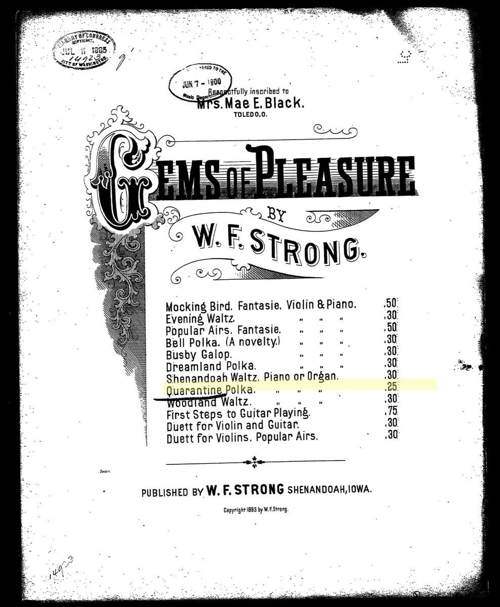 ArchivesPlague's tweet photo. The sheet music! We welcome additional renditions! #smallpox #quarantinepolka #quarantinelife #polka #polkalife #wfstrong #iowa #shenandoah #davemalloy #covid19 #plaguearchives https://t.co/FDKf2m54J1