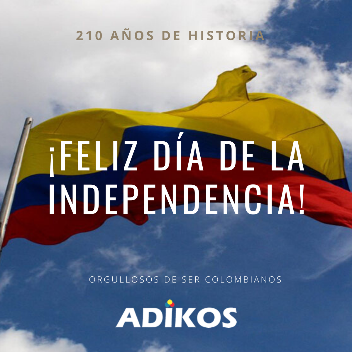 AdikosColombia's tweet photo. Feliz día Colombianos. ¡Juntos saldremos adelante! #LoMejorDeColombia #OrgullososDeNuestraBandera #OrgulloColombiano #diadelaindependencia https://t.co/j0GD4tUTXG