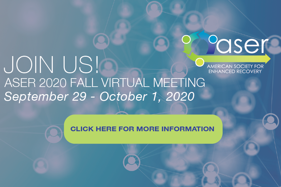 ASER_hq's tweet photo. Join us September 29 - October 1, 2020 for the American Society for Enhanced Recovery (ASER) 2020 Fall Virtual Meeting. Registration is now available and FREE to attend! Visit  https://t.co/078SV4f2U0 for more information and to register. https://t.co/DxIolv5M1M
