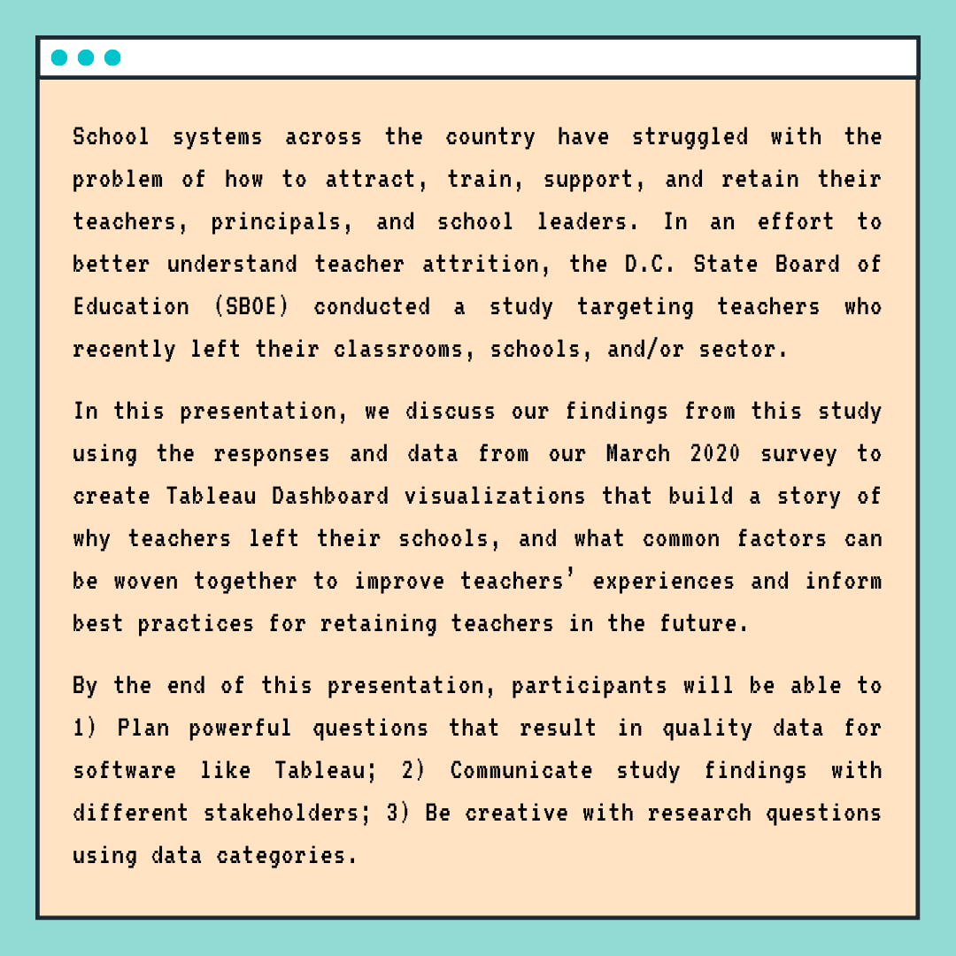 DCSBOE's tweet photo. Don't miss @DCSBOE Teacher Retention Committee present live at The 11th Annual DC Data Summit https://t.co/CWl52wdO7l this Wed 7/22 📌 The summit provides teachers, leaders &amp; staff with an opportunity to learn the latest trends and best practices for data-driven decision-making. https://t.co/JaAsyXZDgL