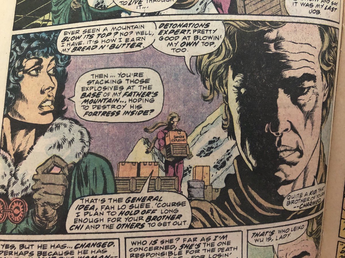 Looking at classic MOKF and I love Gulacy's storytelling decisions. There is no "rule" that says these panels should work-but they do and give the sense that the characters are moving forward in space while talking. Wohl's balloon placement helps a lot too! 