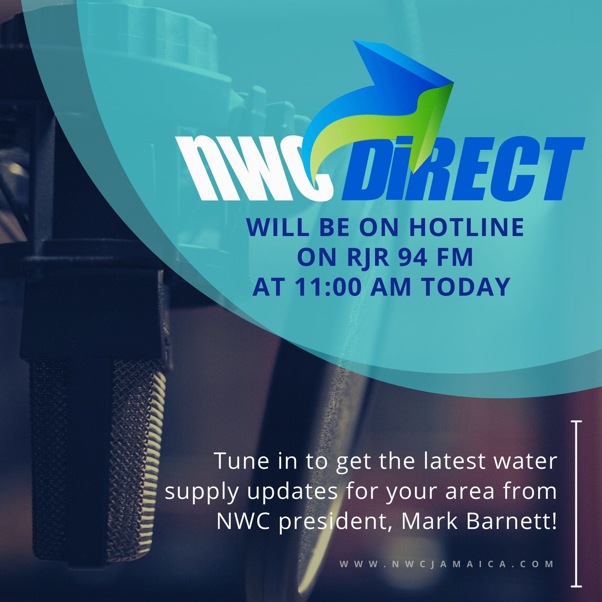 NWCjam's tweet photo. NWC president, Mark Barnett will be on #NWCDirect on Hotline | RJR 94 FM today at 11:00 am. Tune in to get the latest water supply updates for your area! https://t.co/LEV0q05BF2