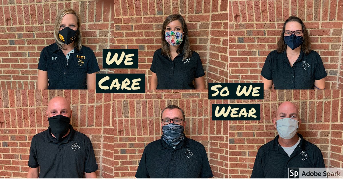 ebennett16's tweet photo. So ready to welcome our students back to our halls! I am so grateful to work with these leaders who model the way for our staff and students! #WeCareSoWeWear #WeAreRHMS #RiseUp @jessicaleeogden @KristyOSako @josh_cooper30 https://t.co/riEnoSknv3