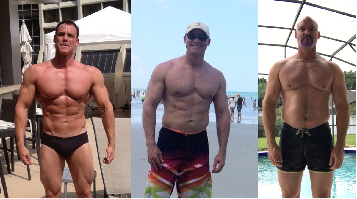 This was really tough for me to do, but here is my physique now, in the middle is what I used to think of as my worst "dadbod" & left is me at my most lean and cut. Flexing in pics is so ingrained it took me multiple tries to stand in front of a lens and not at least tense my abs