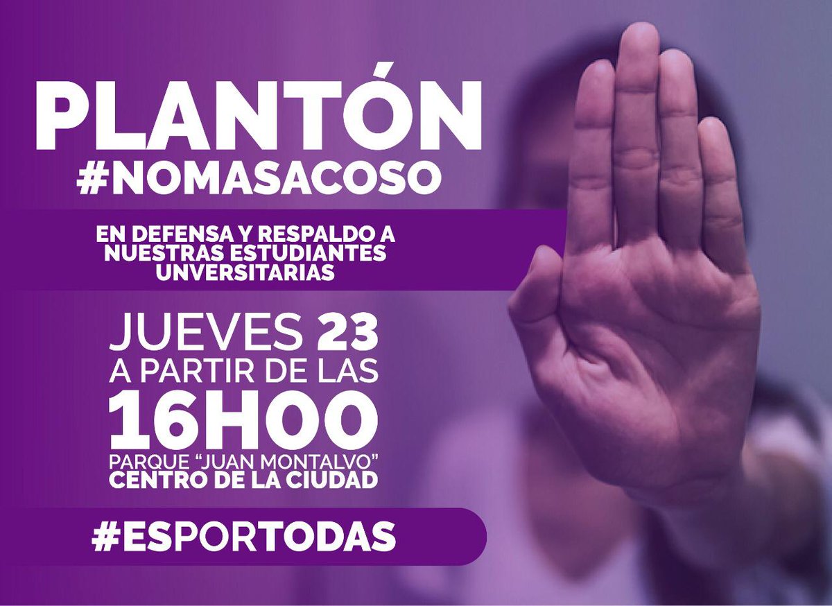 afu_utmach's tweet photo. Acompáñanos a esta gran lucha basta ya de acoso, erradiquemos estos actos de violencia de raíz no dejemos en la impunidad esta vulnerabilidad de los derechos de la mujer.
#UNIDASNONOSVANACALLAR
#NIUNAMENOS
#AFUUTMACH https://t.co/WiLbj8ZPoE