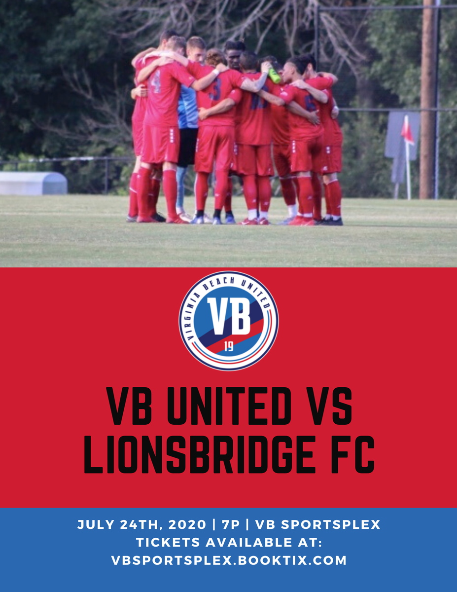 vbunited_'s tweet photo. Back at it again this Friday vs @LionsbridgeFC 💪 @PlayAtThePlex #VBUnited #USLLeagueTwo

🎟️ available at: https://t.co/AEq6kXsgKk https://t.co/6yzC2w33qC