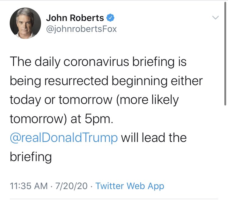 Update: Trump to restart briefings. Corporate Media will try to do with it what they did last time. Namely, convince Trump that it is a ness loss for him.Trump should keep Fauci mostly away. Fauci helps set policy. I don’t think there is new policies to announce daily.