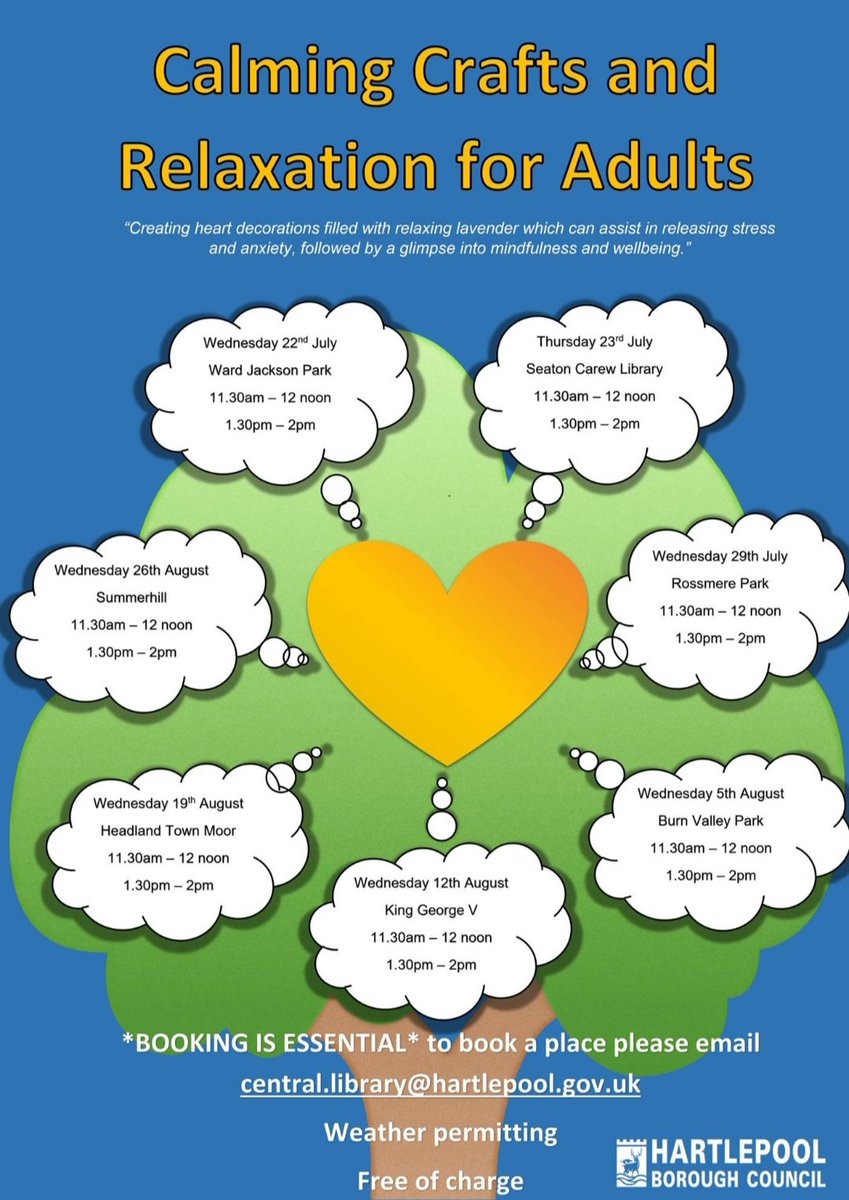 And breathe and relax 😌 and remember to book, and breathe and relax 😌👍 <a href="/HartlepoolHubs/">Hartlepool Community Hubs</a> <a href="/HpoolCouncil/">Hartlepool Borough Council</a>