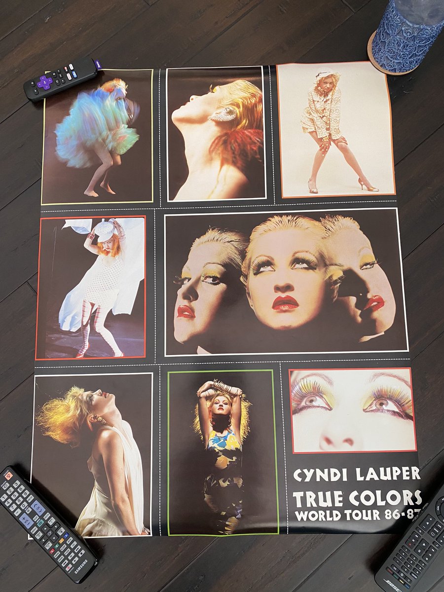 CyndiMuseum's tweet photo. Today’s Viewing 📸 Got this poster @ the Madison Square Garden show Dec 1986 and hung it in my high school bedroom ❤️ It deserves a good framing and a spot in The Museum 🖼 @cyndilauper #cyndilauper #truecolorsworldtour #truecolors #truecolorstour #madisonsquaregarden @CyndiTeam https://t.co/byPKXn7MJJ