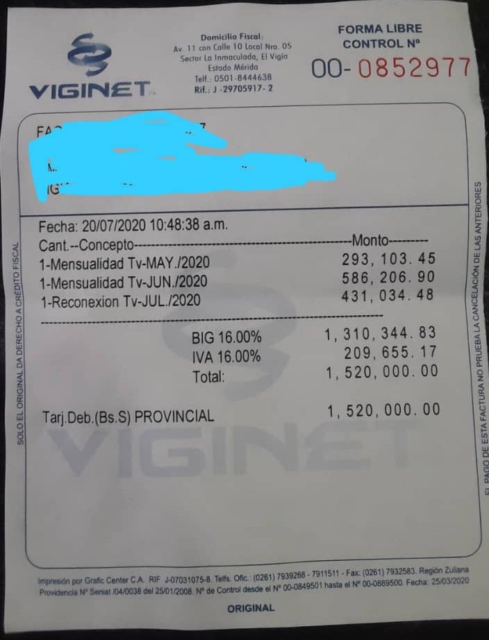 ElGaboLabrador's tweet photo. #20Jul Total atropello, la empresa #VIGINET corta el servicio de #TVCable, además cobran reconexión, está prohibido desde marzo y durante 6 meses el corte de cualquier servicio de telecomunicaciones en Venezuela, por la cuarentena de #Covid_19. Silencio total del Gobierno https://t.co/PfJGIHaI7F