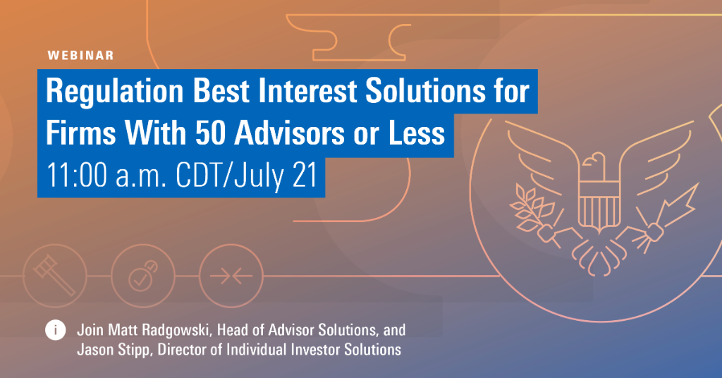 MorningstarInc's tweet photo. Join us tomorrow for a webinar on affordable Reg BI solutions from Morningstar for firms with fewer than 50 advisors. https://t.co/Pf2R8iqimt #RegBI #RegulationBestInterest #ProductShelf #RAA https://t.co/kHjdxfm2ty