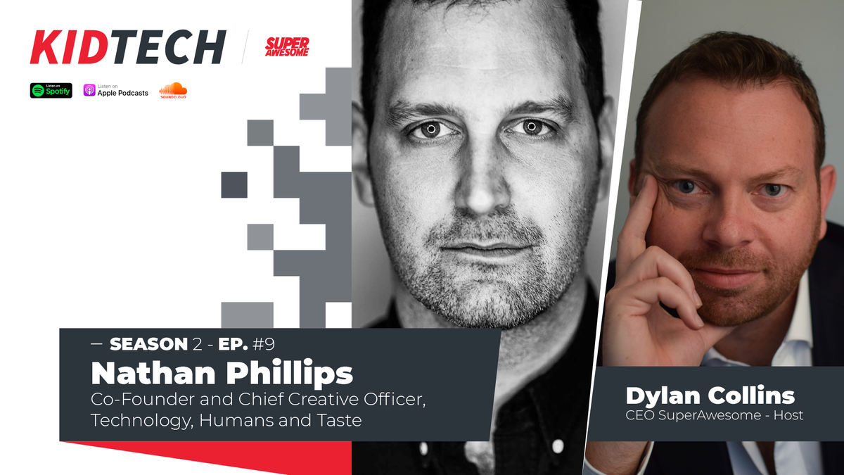GoSuperAwesome's tweet photo. In #Kidtech Season Two Episode Nine, we're in conversation with @NathanPhillips, Co-Founder and Chief Creative Officer at Technology, Humans And Taste (THAT).

Have a listen here ➡️ https://t.co/LrK1VMCKdU https://t.co/Ng3uLnSZS0